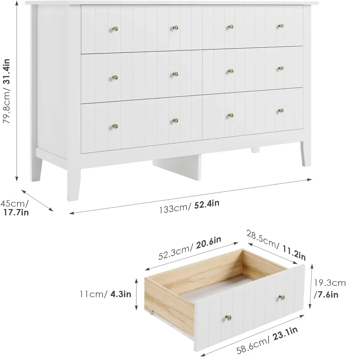 Baby Nursery Drawers - White Dresser, Chest of Drawers, Modern