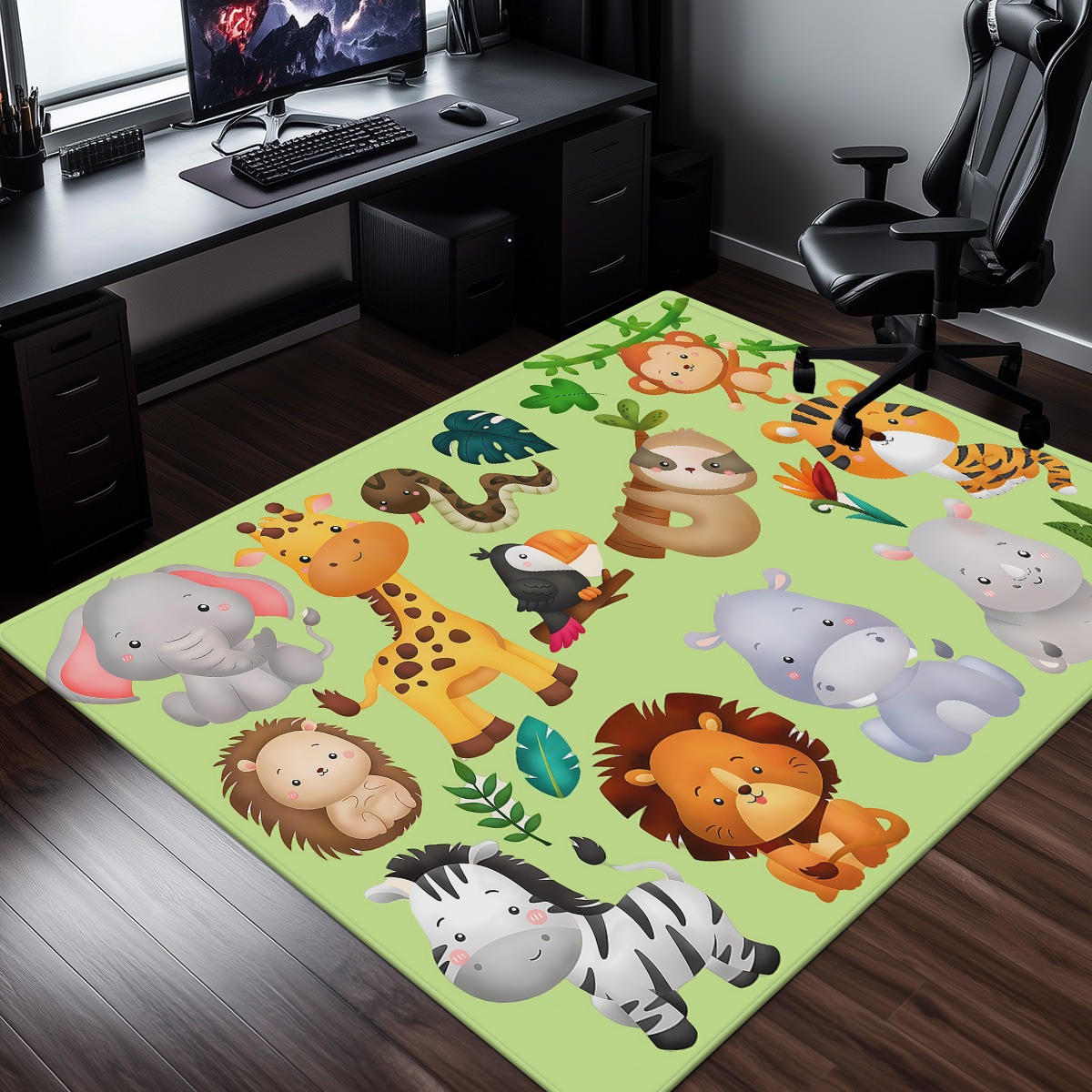 Baby Nursery Jungle Animals - Cute Jungle Animal Print Crystal Velvet