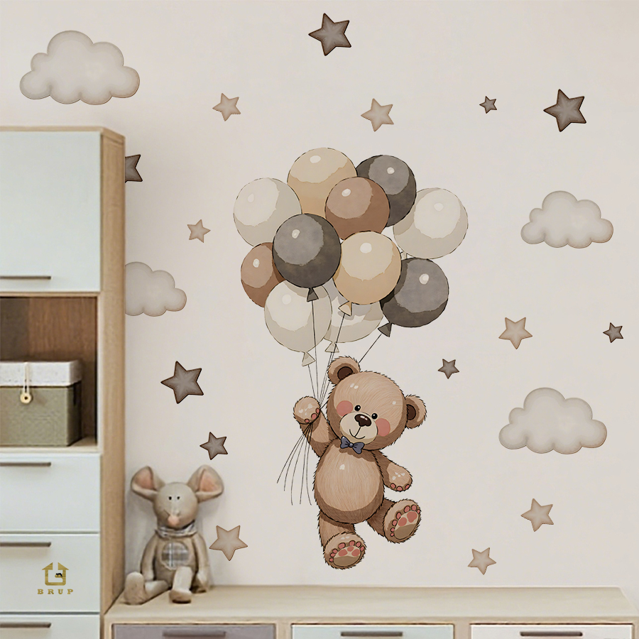 Baby Nursery Kids - Adorable Teddy Bear Wall Decals, Removable