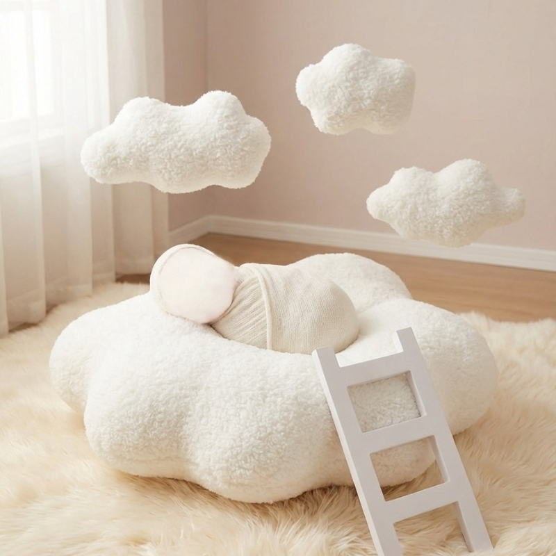 Baby Nursery Set - 5Pcs Newborn Photography Props Set White
