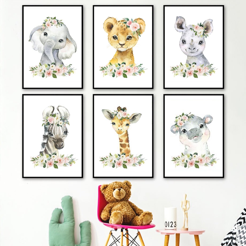 Floral Jungle Animals Canvas P - огляд і ціна Baby Nursery Jungle Animals
