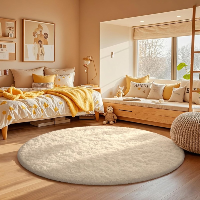 Round Cream White Rug Soft Flu - огляд і ціна Baby Nursery Rug