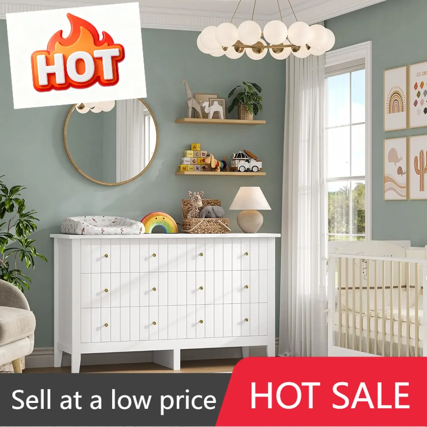 White Dresser, Chest of Drawer - огляд і ціна Baby Nursery Drawers