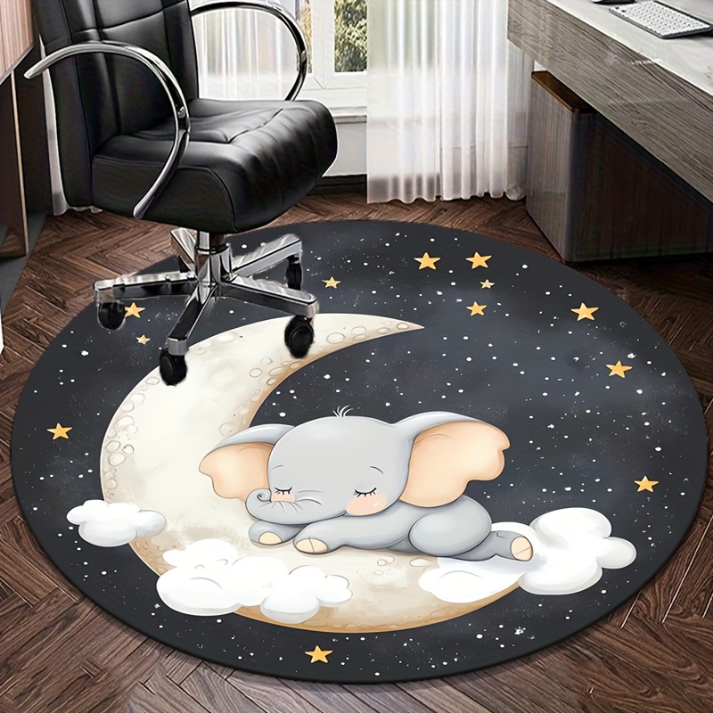 Cute Elephant Moon Stars Round - огляд і ціна Baby Nursery Elephant Theme