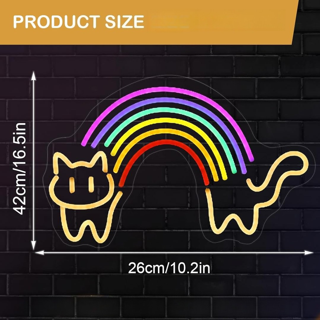 Rainbow Cat Neon Sign Cute Cat - огляд і ціна Baby Nursery Wall Lights