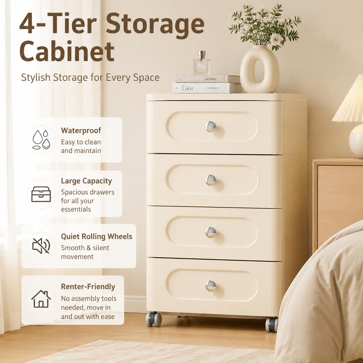4-Drawer Rectangle Rolling Sto - огляд і ціна Baby Nursery Drawers