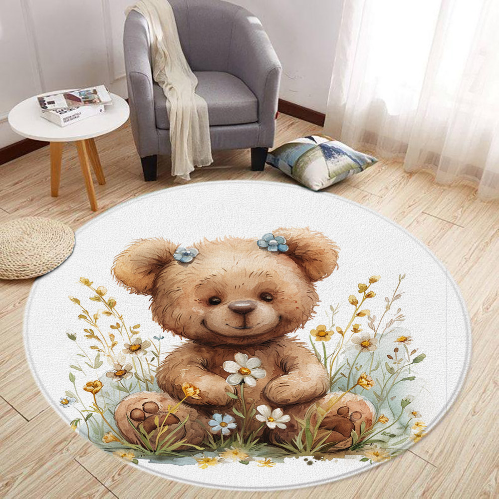 Cartoon Lion Love Bear Round R - огляд і ціна Baby Nursery Rug