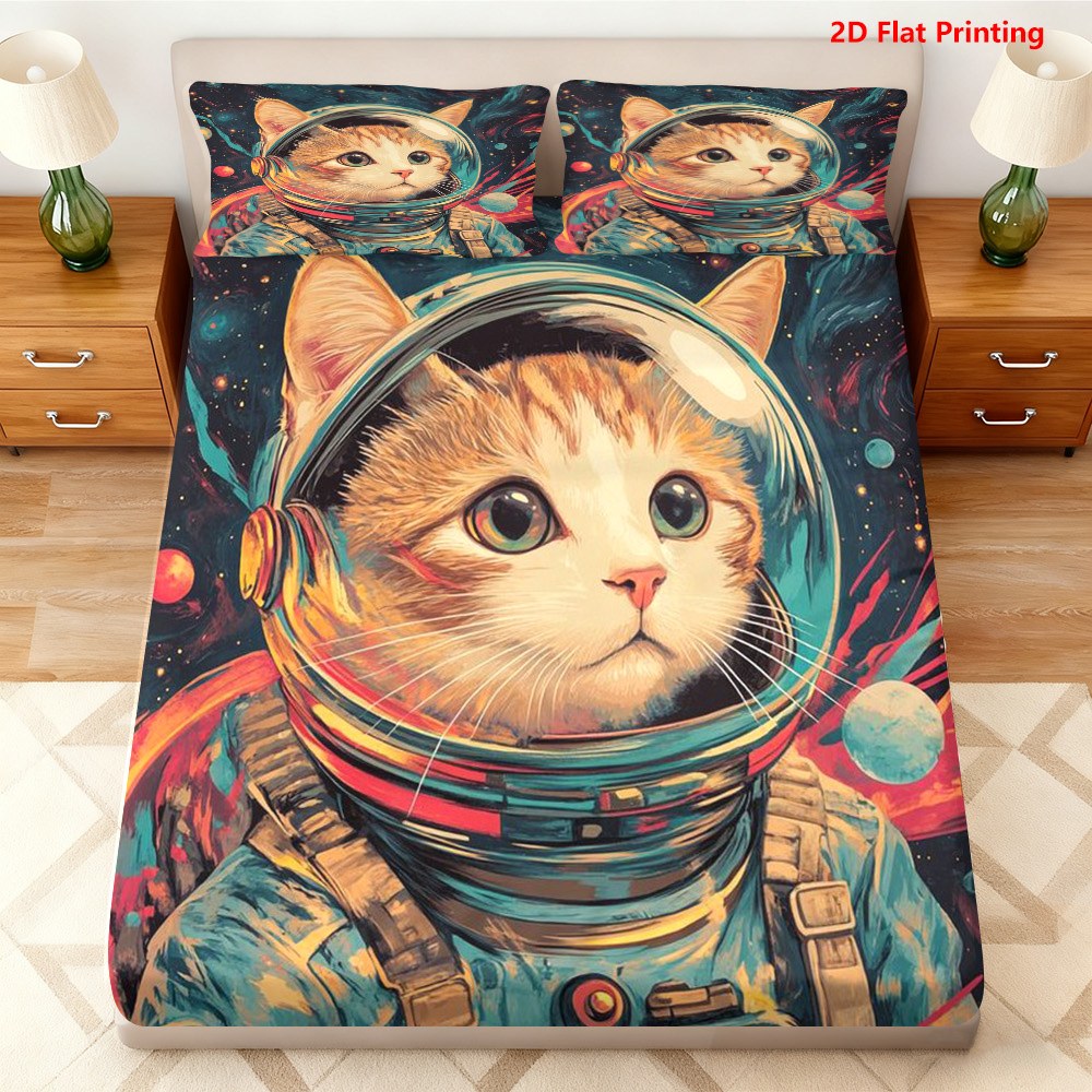 Space Cat Astronaut Bed Sheet  - огляд і ціна Baby Nursery Set