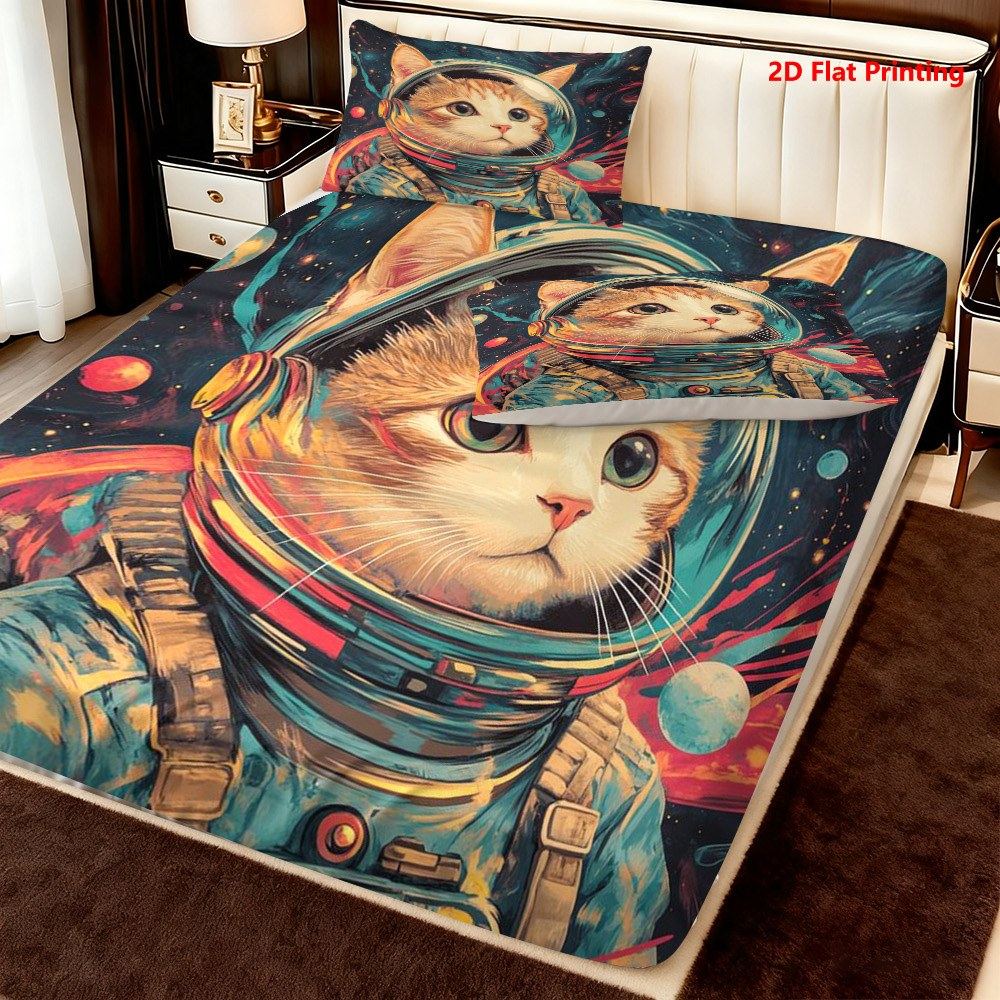 Space Cat Astronaut Bed Sheet  - огляд і ціна Baby Nursery Set