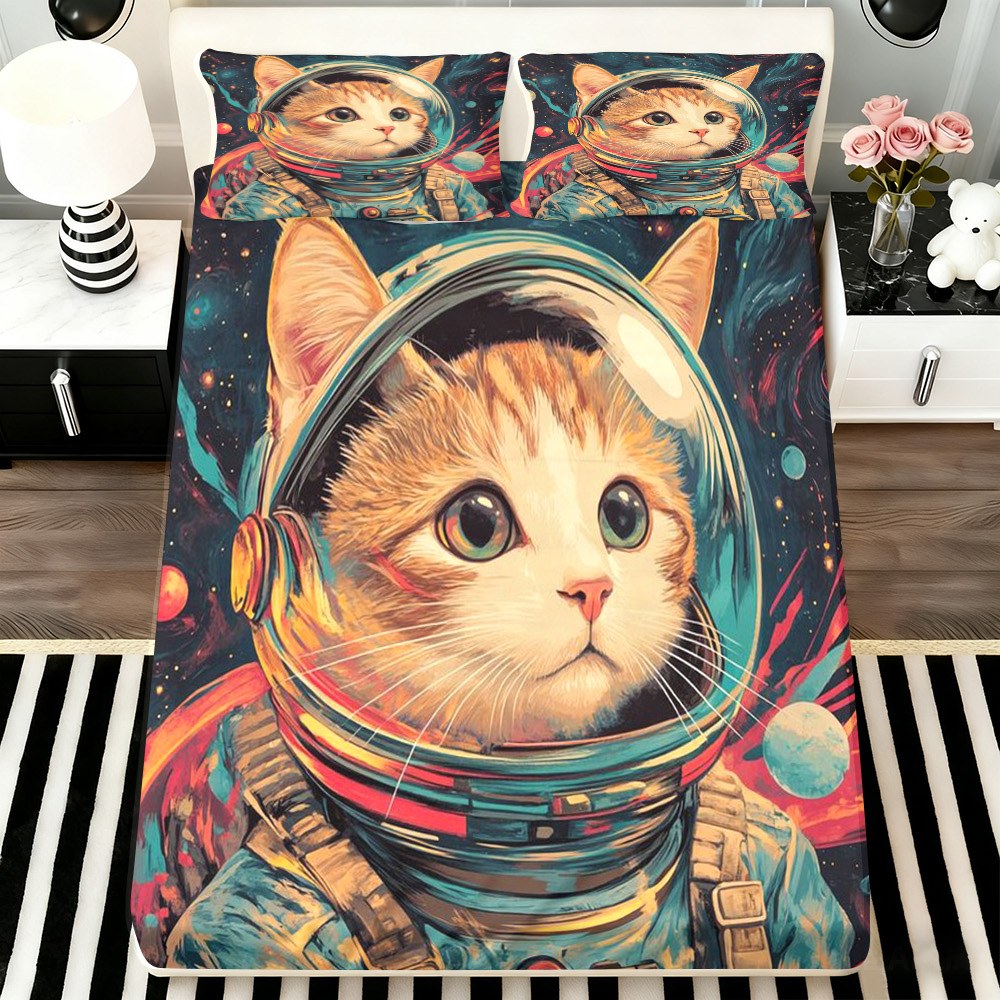 Space Cat Astronaut Bed Sheet  - огляд і ціна Baby Nursery Set
