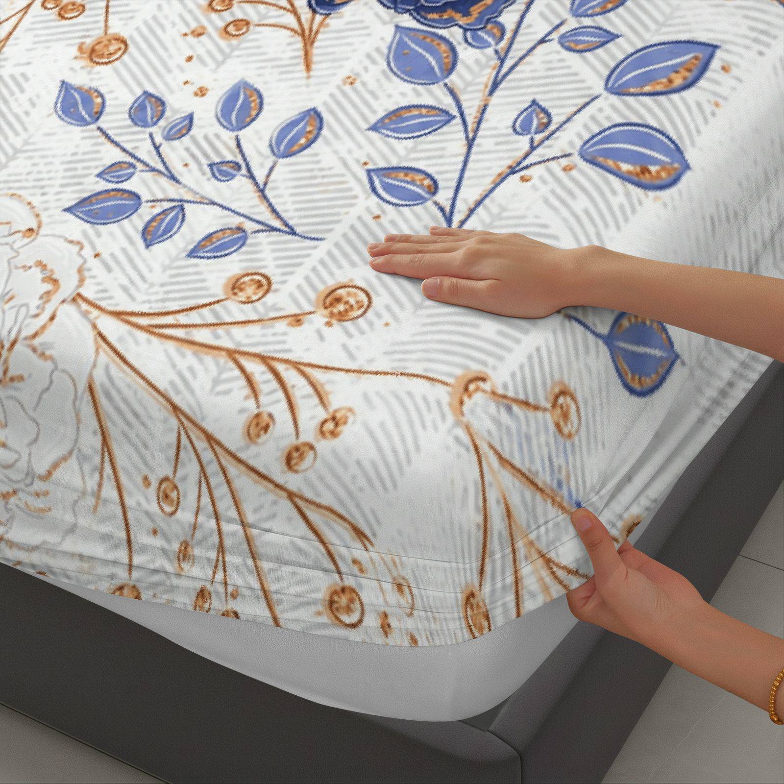 Three-Piece Blue Floral Fitted - огляд і ціна Baby Nursery Set