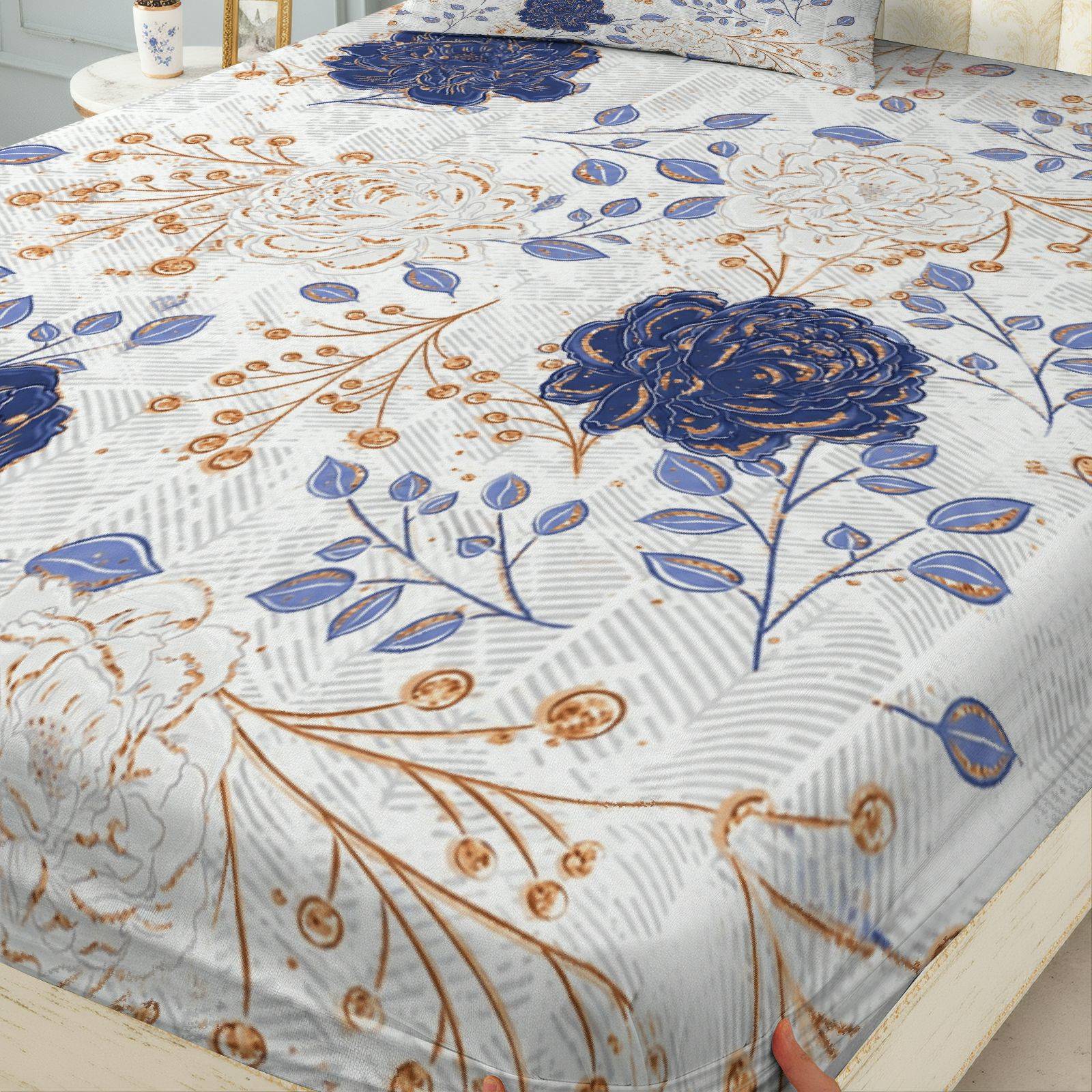 Three-Piece Blue Floral Fitted - огляд і ціна Baby Nursery Set