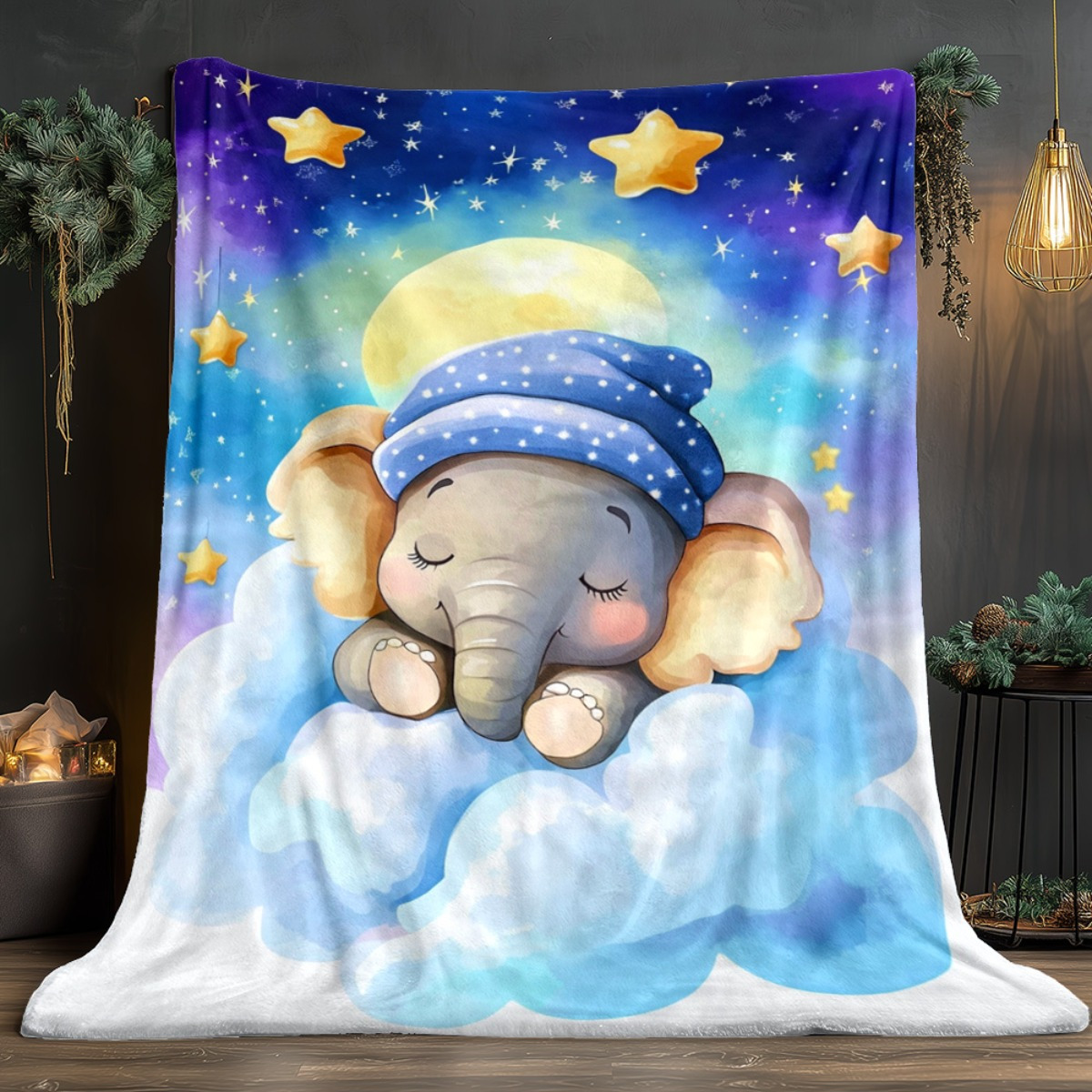 Sleeping Baby Elephant Cloud S - огляд і ціна Baby Nursery Elephant Theme