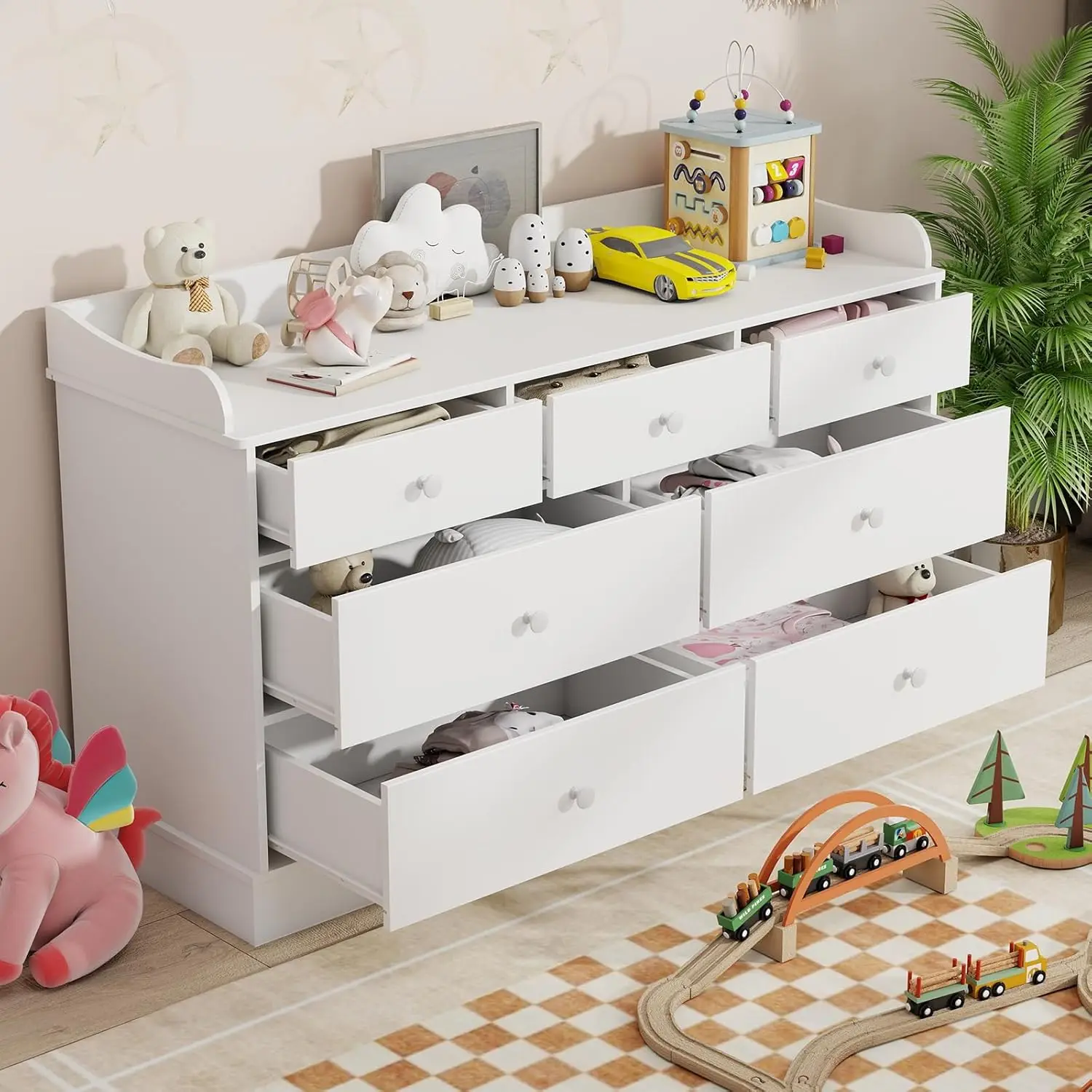 Kids Dresser Cabinet with 7 Dr - огляд і ціна Baby Nursery Drawers